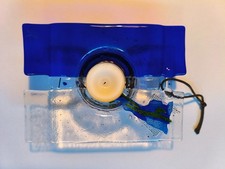 schöner schwedischer Teelichthalter / Kerzenteller /Glaskunst / Fensterbild