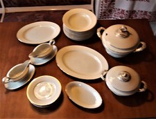 altes Essservice Eschenbach Bavaria ELFENBEIN PORZELLAN,Goldrand,Suppenschüssel