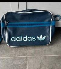 Adidas Retro Sport-Umhängetasche Ca 36x27 Dunkelblau Top Airliner Bag Vintage