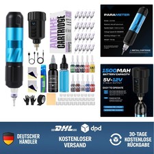 Tattoo Maschine Set Kabellos mit 1500mAh Akku & 20 Nadeln für Anfänger