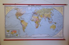 WESTERMANN Schul-Wandkarte Erde Welt-karte 18 Ausg. 1975 politisch 245x142cm Top