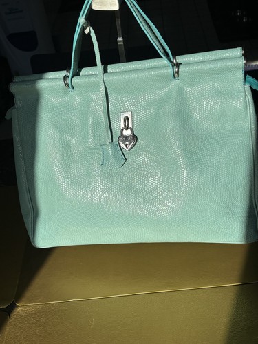Bleu ciel leather large - large, bag