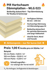 Dämmung PUR/PIR Dämmplatten Alu 90mm - 200mm  2.Wahl   TIEF PREIS AKTION