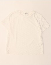 ZARA Damen Häkel Bluse Top UK 14 Medium weiß Polyester RH10