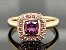 RING GR.19 (CA.59) 375/- GG MIT RHODOLITH & ZIRKON FACETTENREICH SCHMUCKJAGD