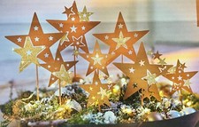 Dekostecker 8 Sterne in rost-braun NEU aus Metall in Gartenstecker