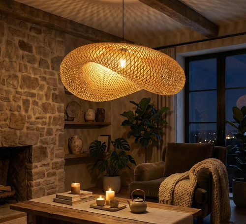 Rattan hängelampe wabi - rattan,