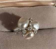 Ring, Gg 585, 3 Perlen, 6