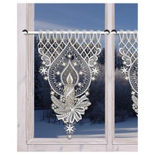 Scheibenhänger Weihnachtsträumerei mit Kerze Plauener Spitze Gardine 40 x 24 cm