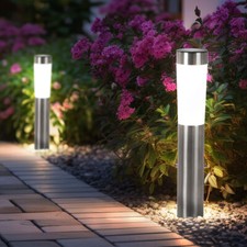 Außenlampe Solarleuchte Steckleuchte LED Erdspieß Edelstahl Hof Wegeleuchte 2x