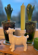 Kerzenhalter  Figur Geißbock Kerzenständer Ziege weiß niedlich Herbst H: 13cm