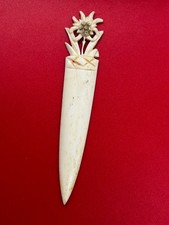 Wunderschöner BRIEFÖFFNER mit Edelweiß aus Bein geschnitzt , ca. 20er Jahre