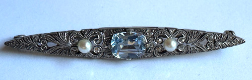 Art deco brosche mit - deco, aquamarin