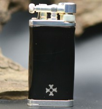 Sillems ITT IM Corona Old Boy Schwarz Emaille 925er Sterling Pfeifen Feuerzeug 