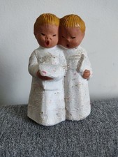 Sehr altes Original Singer Engelpaar Jullar mit Buch  Höhe 14 cm Breite 9 cm