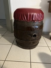Antik Fasshocker rustikales Möbelstück Original Brauerei-Fass Retro Polster-Fass