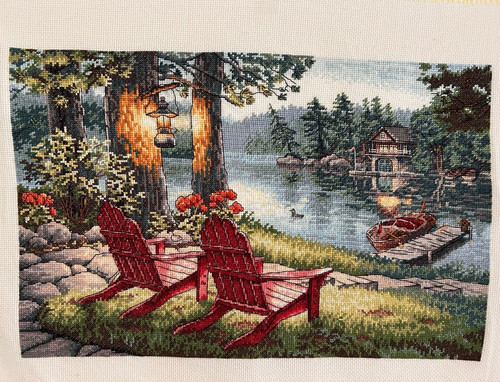 Handgesticktes kreuzstichbild - handgesticktes,