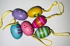 6x bunte Holz Ostereier Osterdeko Ostern Ei Eier Deko  Handbemalt Mini.