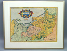 Preußen antike Karte um 1630 Kunstdruck nach orig. Stahlstich farbig- gerahmt