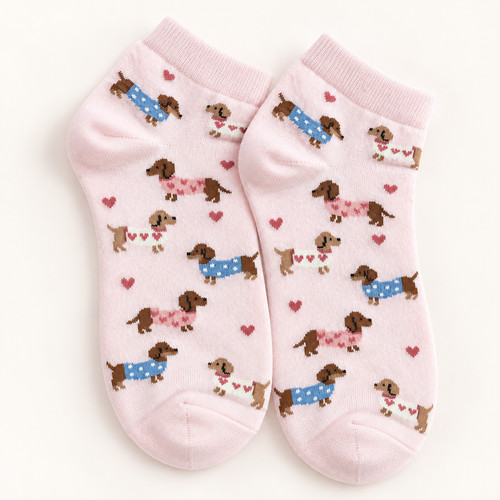 Damen kurzsocken dackel hunde - dackel,