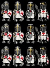 Ritterfiguren Set - 12 Weiße Ritter in Rüstung - Mittelalter Deko Geschenk