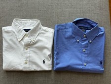 NEU 2x Ralph Lauren Hemd M einfarbig custom fit kurzarm 175 / 96A Oxford Set NEU