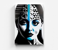 Maschen Leinwandbild Blau Frau Abstrakt Wandbild Leinwand Kunst Museum Art