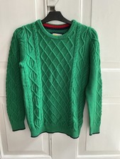 Wollpullover Gr. 152 (11-12 J.), MiniBoden, grasgrün, Zopfmuster, Jungenpullover