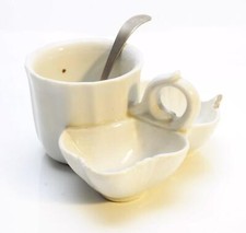 (01002) Alte Menage für Salz Pfeffer Senf, mit Löffel - MÄNGEL !