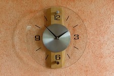 Wanduhr Holz Buche Glas Mebus Quartz Quarz Batterie