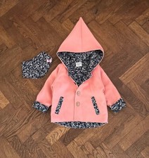 Mädchen Fleecejacke mit Wollanteil mit Kapuze rosa Übergangsjacke 104