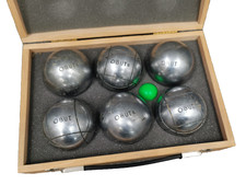 Satz OBUT Boule Kugeln Stahl Petanque 700 und 710 im Holzkoffer 6 Stück Boules