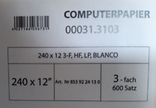 Endlospapier / Computerpapier 240mm x 12" / 3-fach / blanko (weiß) / 600 Satz