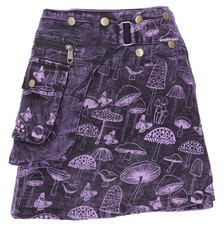 Wickelrock, kurzer Rock, Cacheur, Stonewash Pilzdruck Minirock - lila