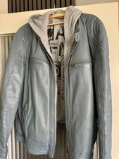 CAMP DAVID Lederjacke mit Kapuze - light blue - Größe XXL