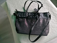 Damen Handtaschen groß, Shopper, schwarz mit Glitzer