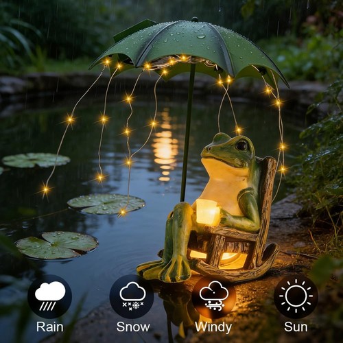 Frosch gartenfiguren mit solar - frosch,