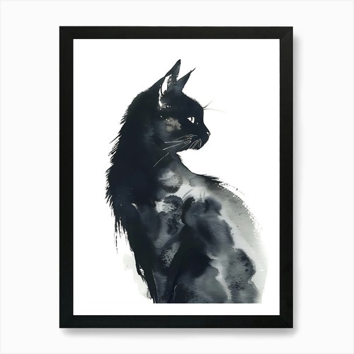Schwarze katze aquarell - katze,