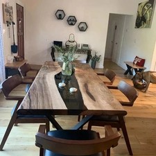 Schwarze Epoxid Esstischplatte