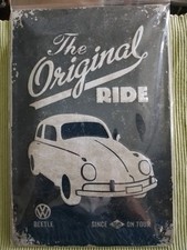 VW Käfer/Beetle-Blechschild Retro: The Original RIDE, dunkelblau/silber, neu OVP