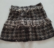 Zara Woman Strickrock Minirock S  schwarz weiß Fransen 2 Lagen Business Rock