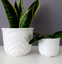 2x Blumentopf Übertopf weiß Keramik W. Germany Planter modern zeitlos Ø 16,5
