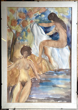 ::AQUARELL BADENDE FRAUEN AM