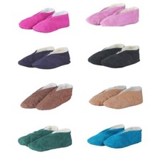 Hausschuhe Wildleder "Basic" Echt Leder Kuschelfell Schluffis Slipper Warm Neu