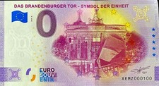 BILLET 0 EURO DAS BRANDENBURGER TOR DEUTSCHLAND 2020 NUMMER 100