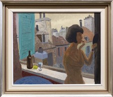 Schwedische Kunst "Weiblicher Akt in Paris" Ölgemälde um 1945 signiert gerahmt