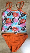 ETIREL 🌺 Badeanzug 👙 2teilig Tankini 152 Orange Hibiskus Blumen 🌺 wie Neu