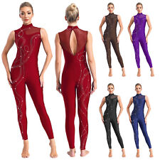 Frauen Jumpsuit Patchwork Trikot One Piece Unitards Glänzend Bodysuit Schier