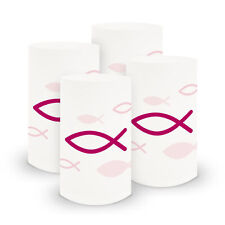 itenga 6x Windlicht Fisch Pink Kommunion Konfirmation Taufe Deko Jungen Mädchen