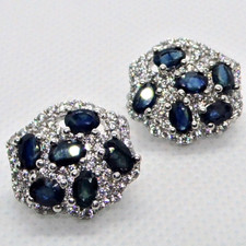 Oval Saphir CZ Ohrringe 925 Silber 585 Weißgold vergoldet